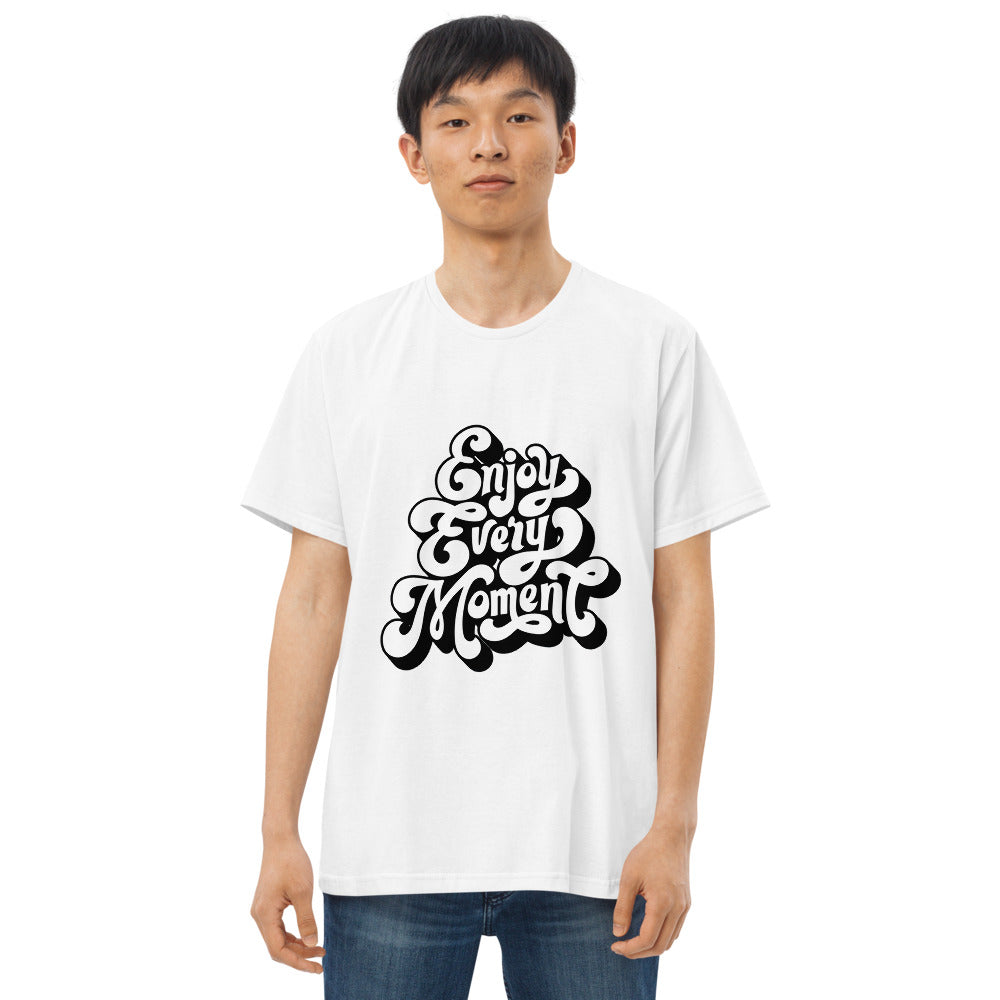 Enjoy every moments white | Men's Fitted Straight Cut T-Shirt