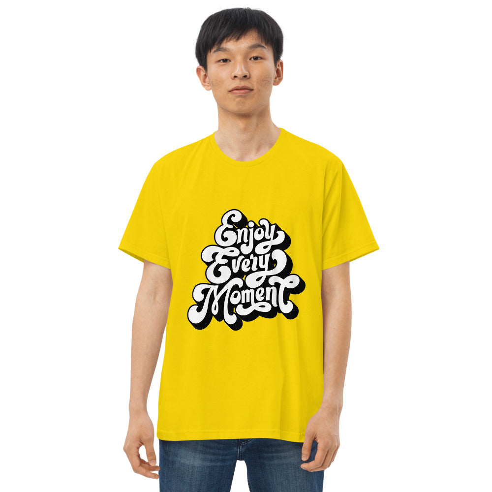 Enjoy every moments white | Men's Fitted Straight Cut T-Shirt