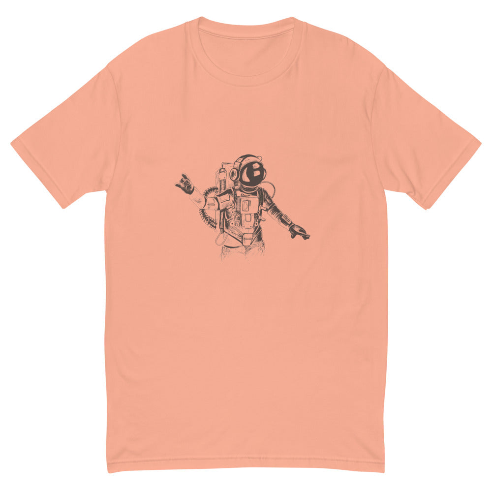 Black & white space travel man | Men's Fitted T-Shirt | Next Level 3600