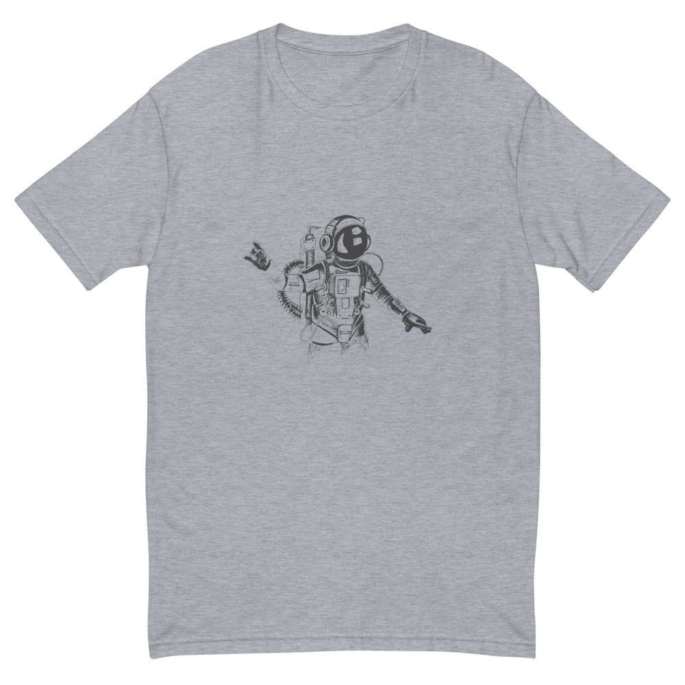 Black & white space travel man | Men's Fitted T-Shirt | Next Level 3600