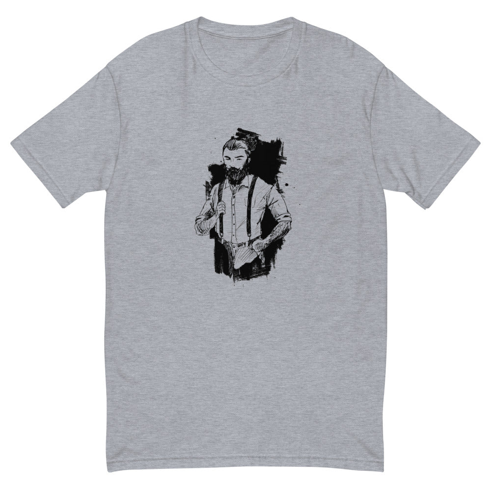 Black & White bearded man suit | Men's Fitted T-Shirt | Next Level 3600