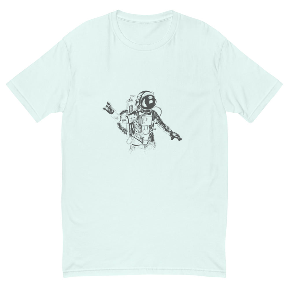Black & white space travel man | Men's Fitted T-Shirt | Next Level 3600