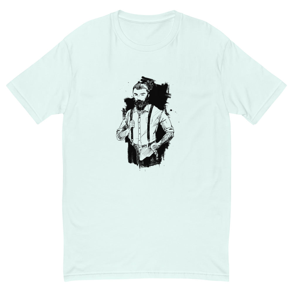 Black & White bearded man suit | Men's Fitted T-Shirt | Next Level 3600