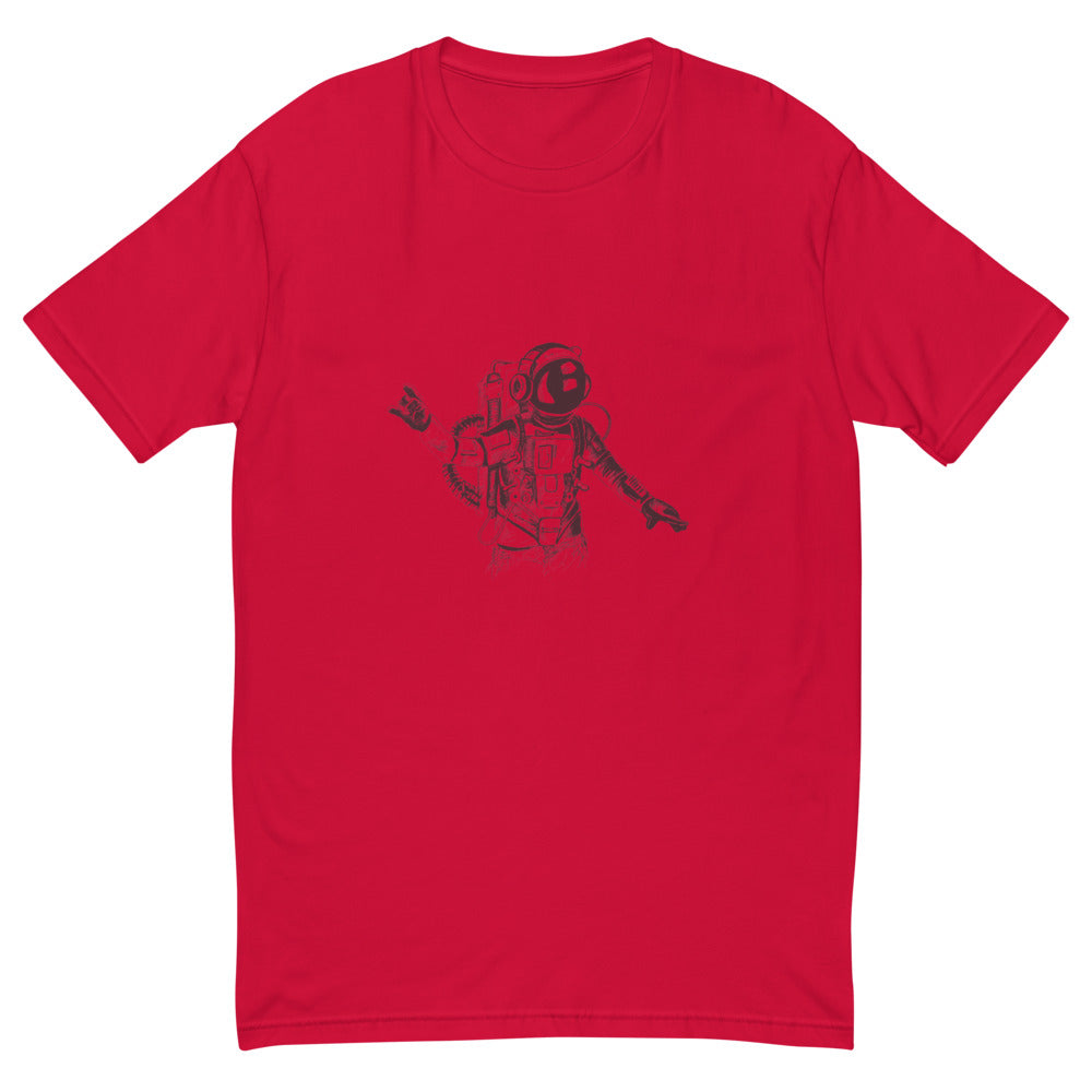 Black & white space travel man | Men's Fitted T-Shirt | Next Level 3600
