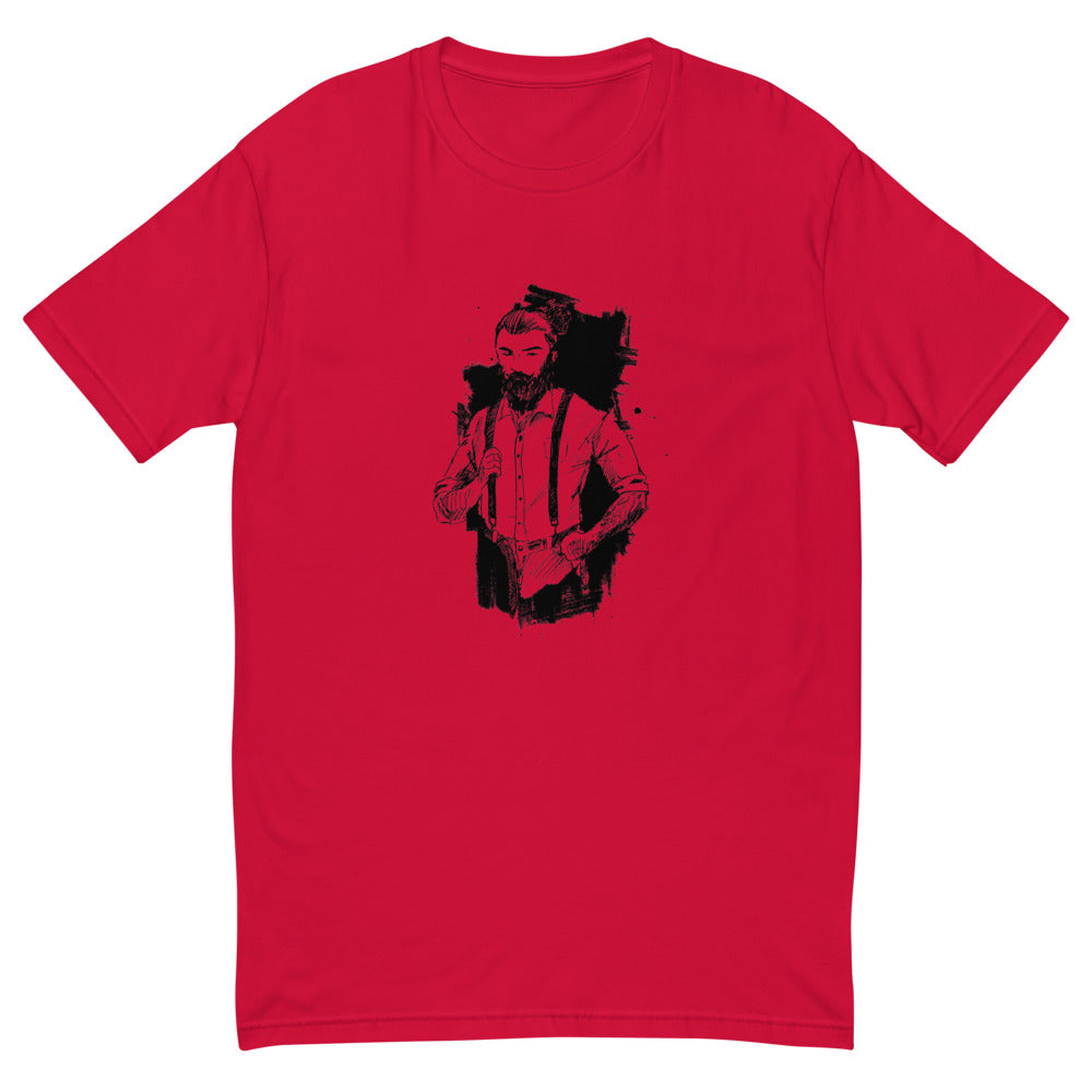 Black & White bearded man suit | Men's Fitted T-Shirt | Next Level 3600