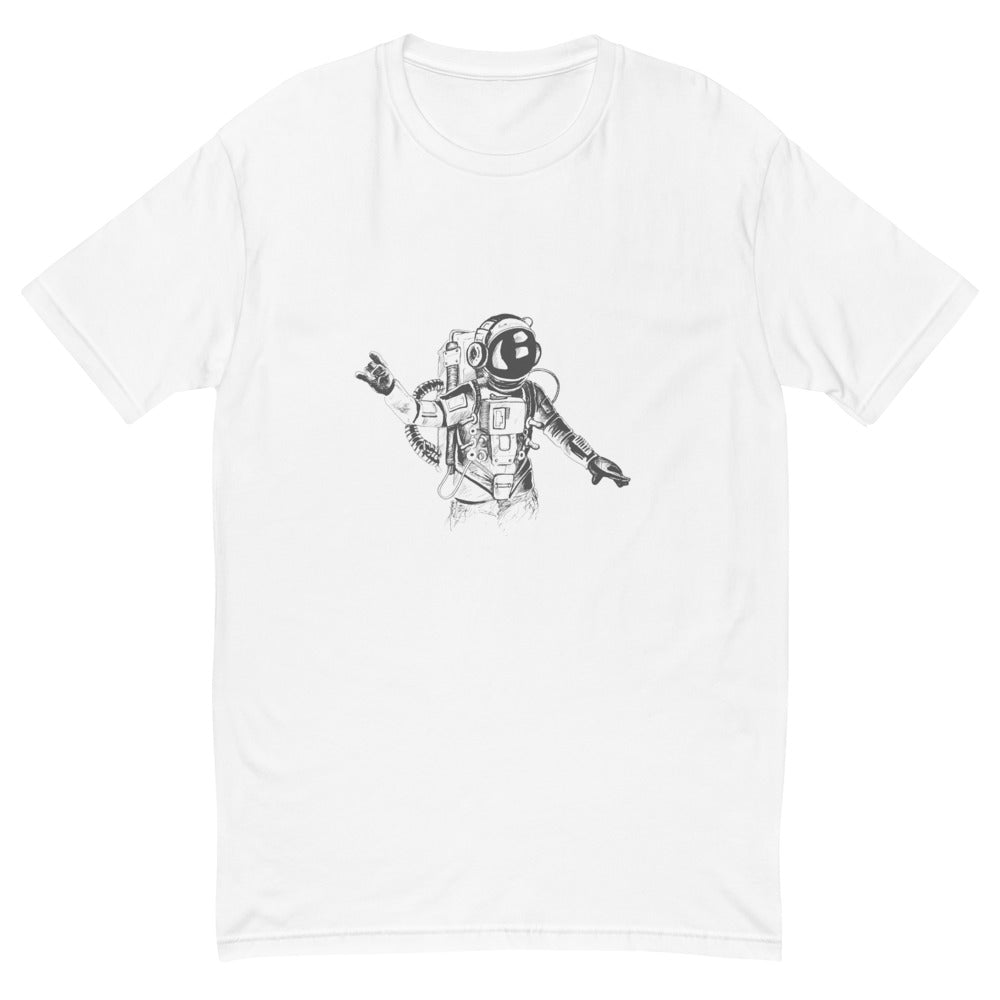Black & white space travel man | Men's Fitted T-Shirt | Next Level 3600
