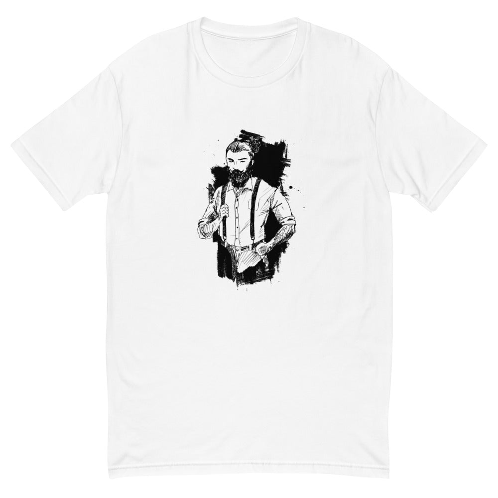 Black & White bearded man suit | Men's Fitted T-Shirt | Next Level 3600