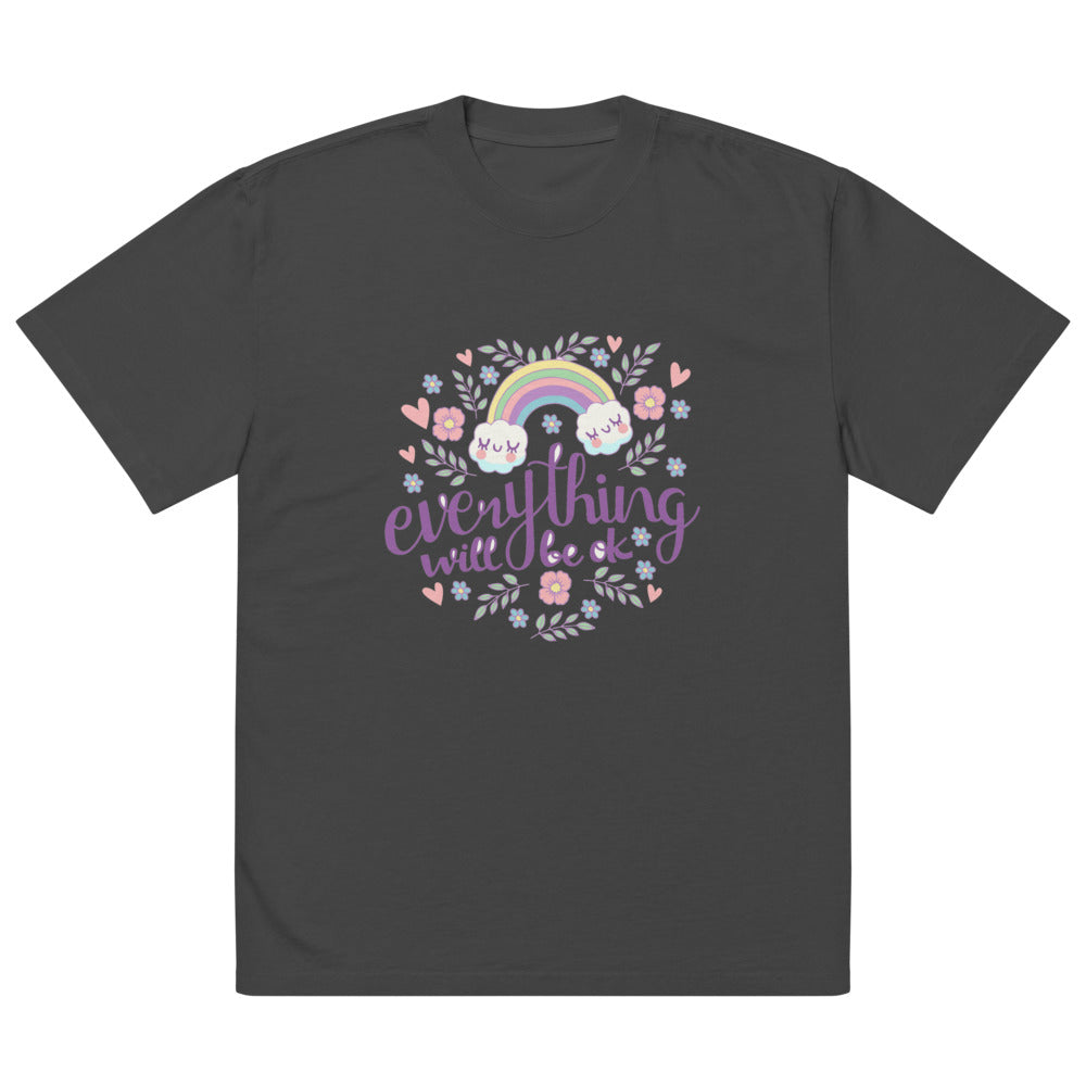 Rainbow - Everything will be ok | Men's Oversized Faded T-Shirt | AS Colour 5082
