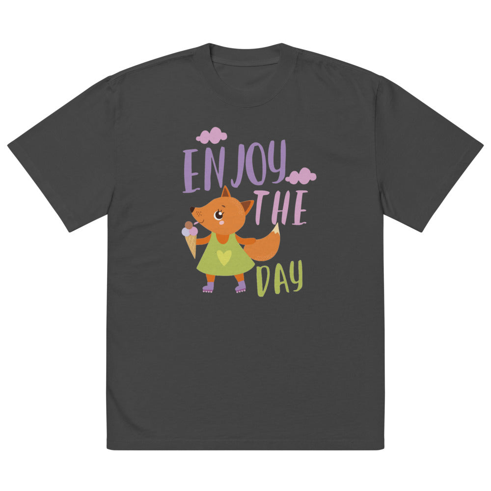 Orange fox - Ẹnoy the day | Men's Oversized Faded T-Shirt | AS Colour 5082