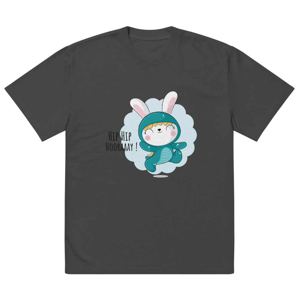Green rabbit - HIP HIP HOORAAAY | Men's Oversized Faded T-Shirt | AS Colour 5082