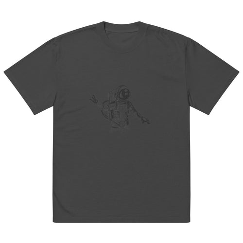 Black & white space travel man | Men's Oversized Faded T-Shirt | AS Colour 5082
