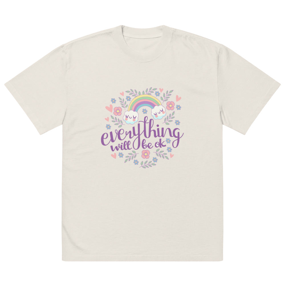 Rainbow - Everything will be ok | Men's Oversized Faded T-Shirt | AS Colour 5082