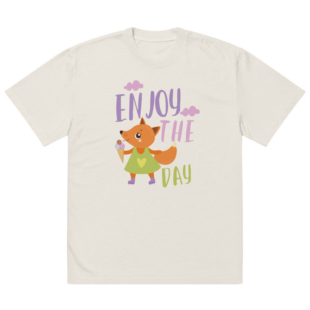 Orange fox - Ẹnoy the day | Men's Oversized Faded T-Shirt | AS Colour 5082