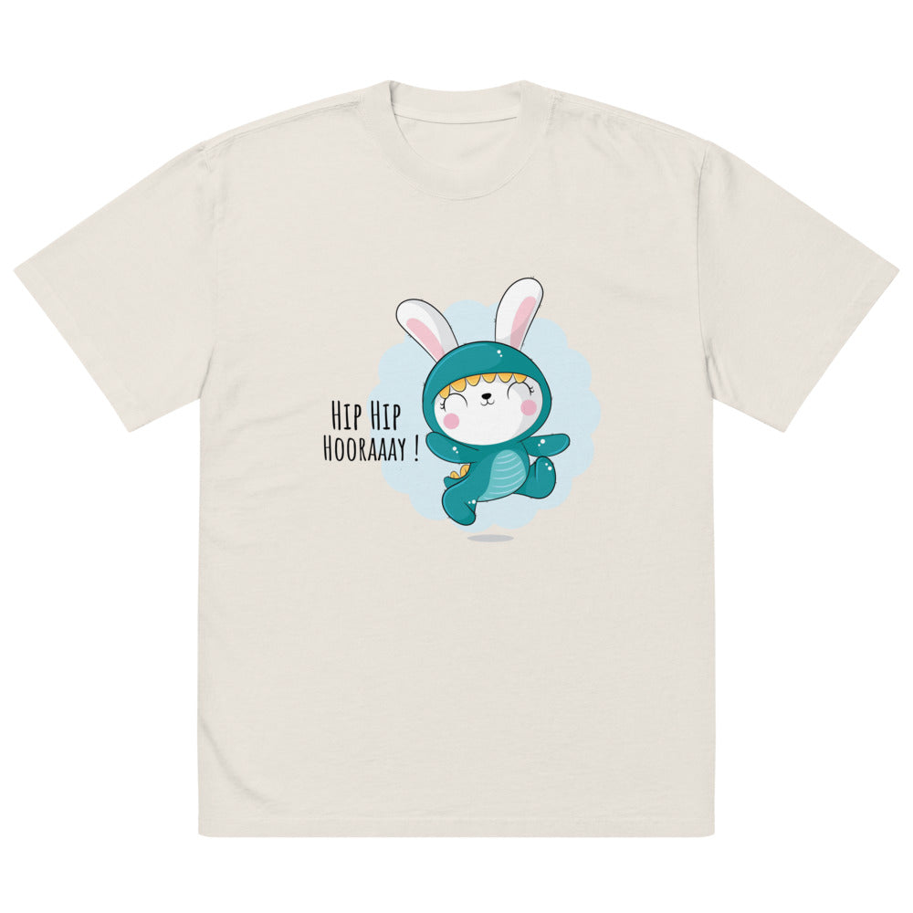 Green rabbit - HIP HIP HOORAAAY | Men's Oversized Faded T-Shirt | AS Colour 5082