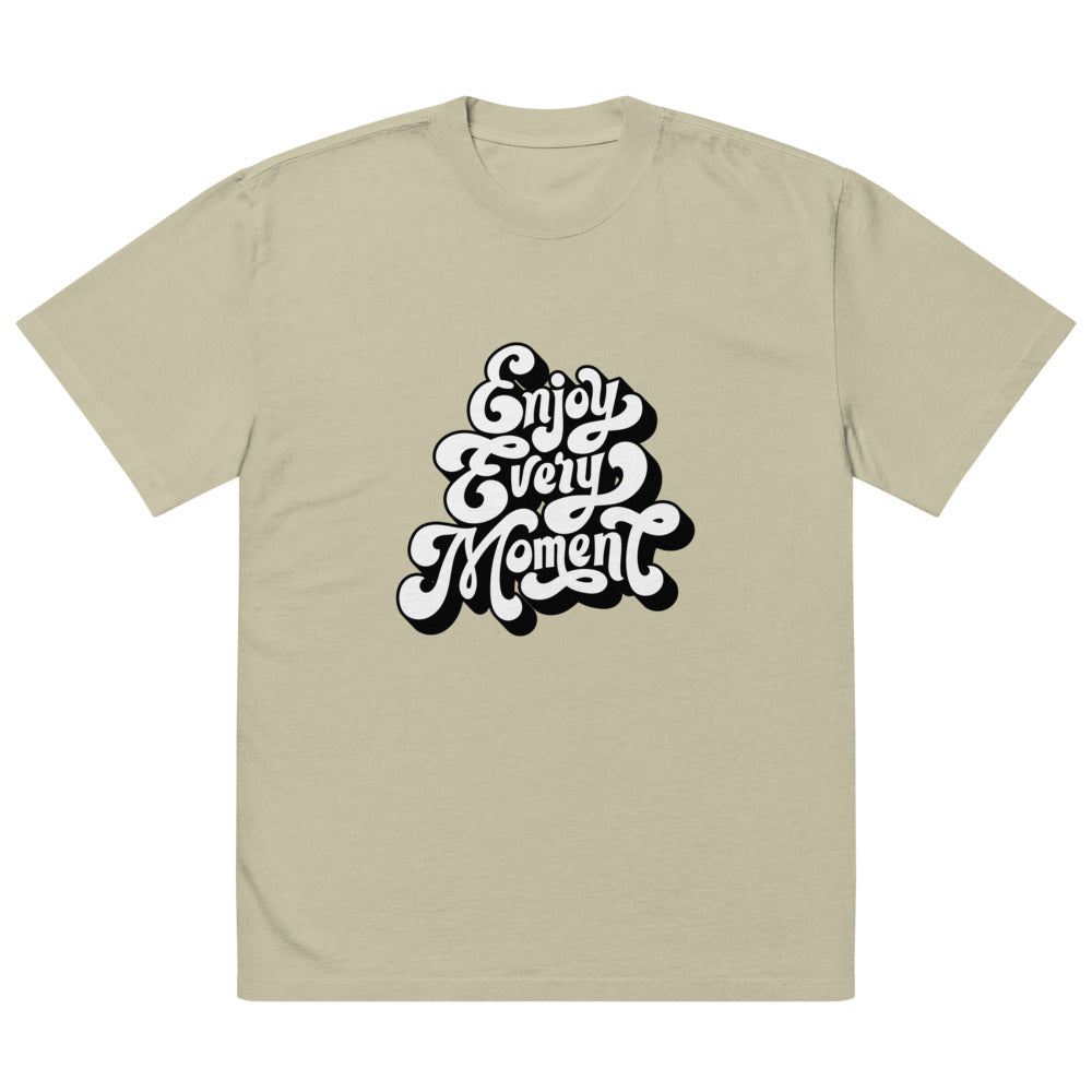 Enjoy every moments white | Men's Oversized Faded T-Shirt | AS Colour 5082