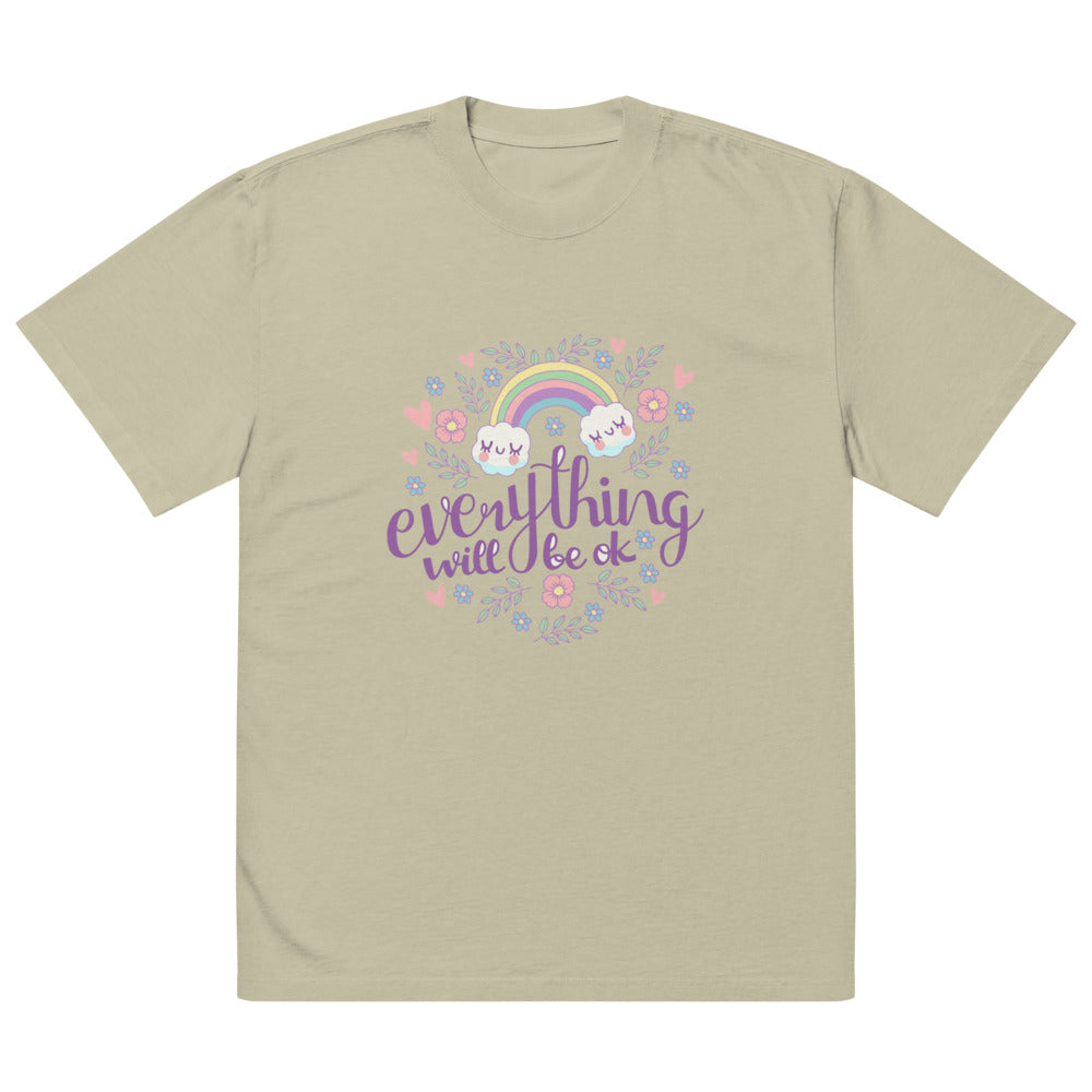 Rainbow - Everything will be ok | Men's Oversized Faded T-Shirt | AS Colour 5082