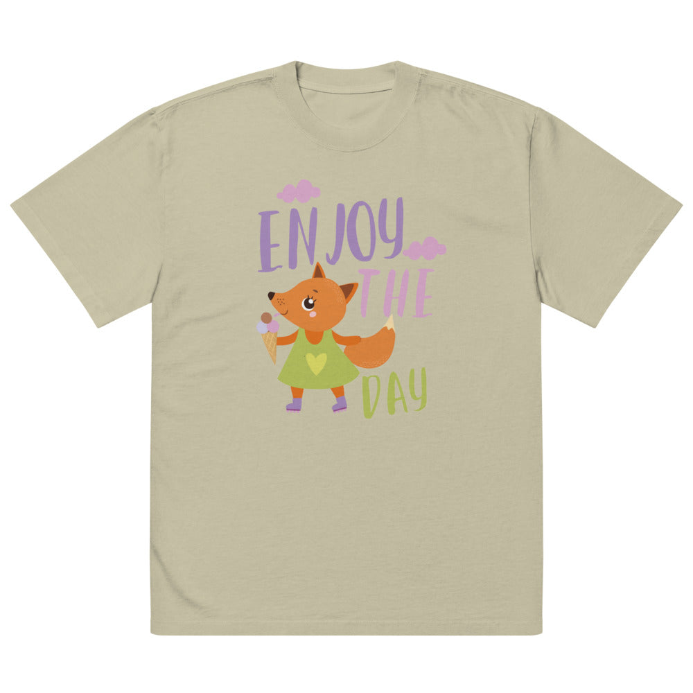 Orange fox - Ẹnoy the day | Men's Oversized Faded T-Shirt | AS Colour 5082