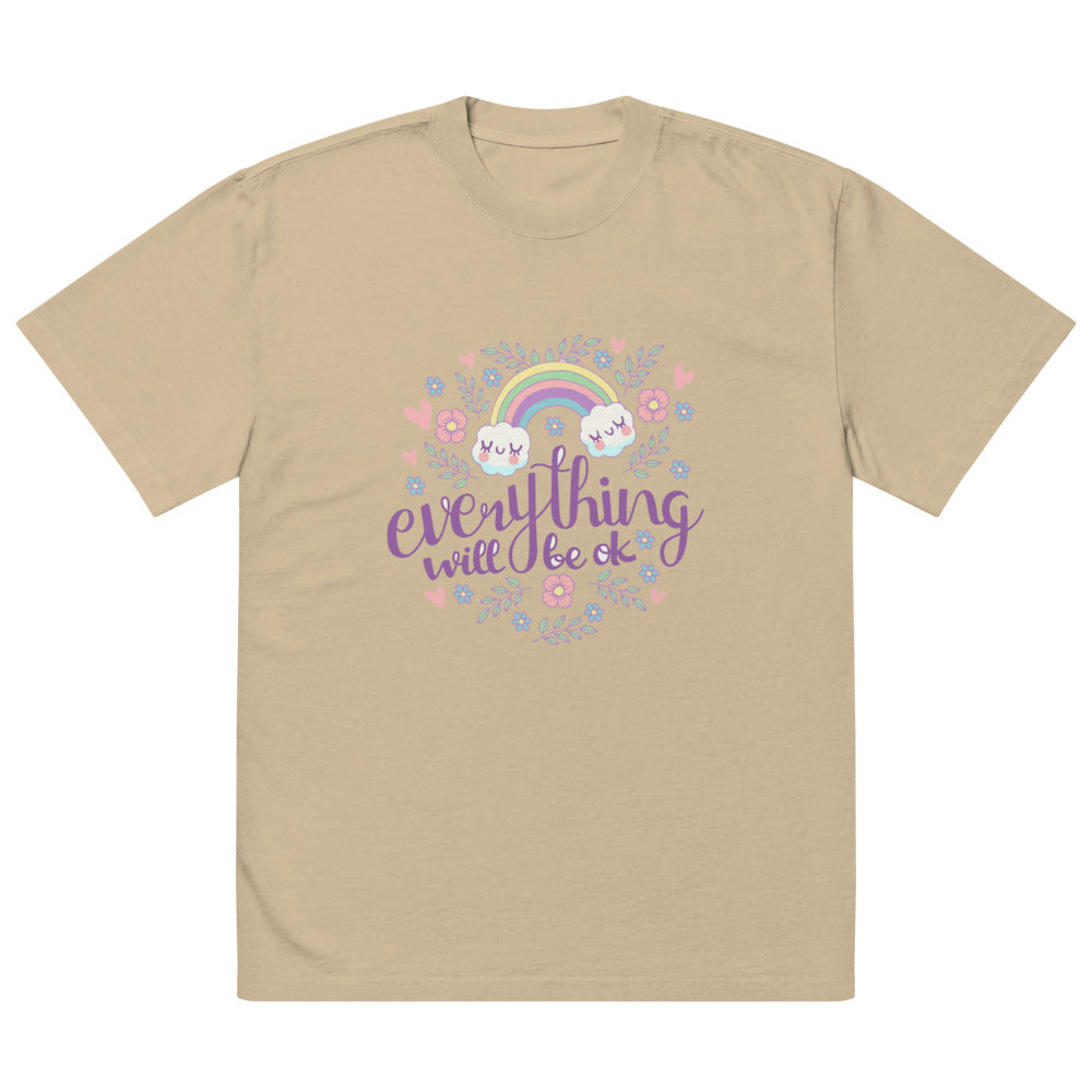 Rainbow - Everything will be ok | Men's Oversized Faded T-Shirt | AS Colour 5082