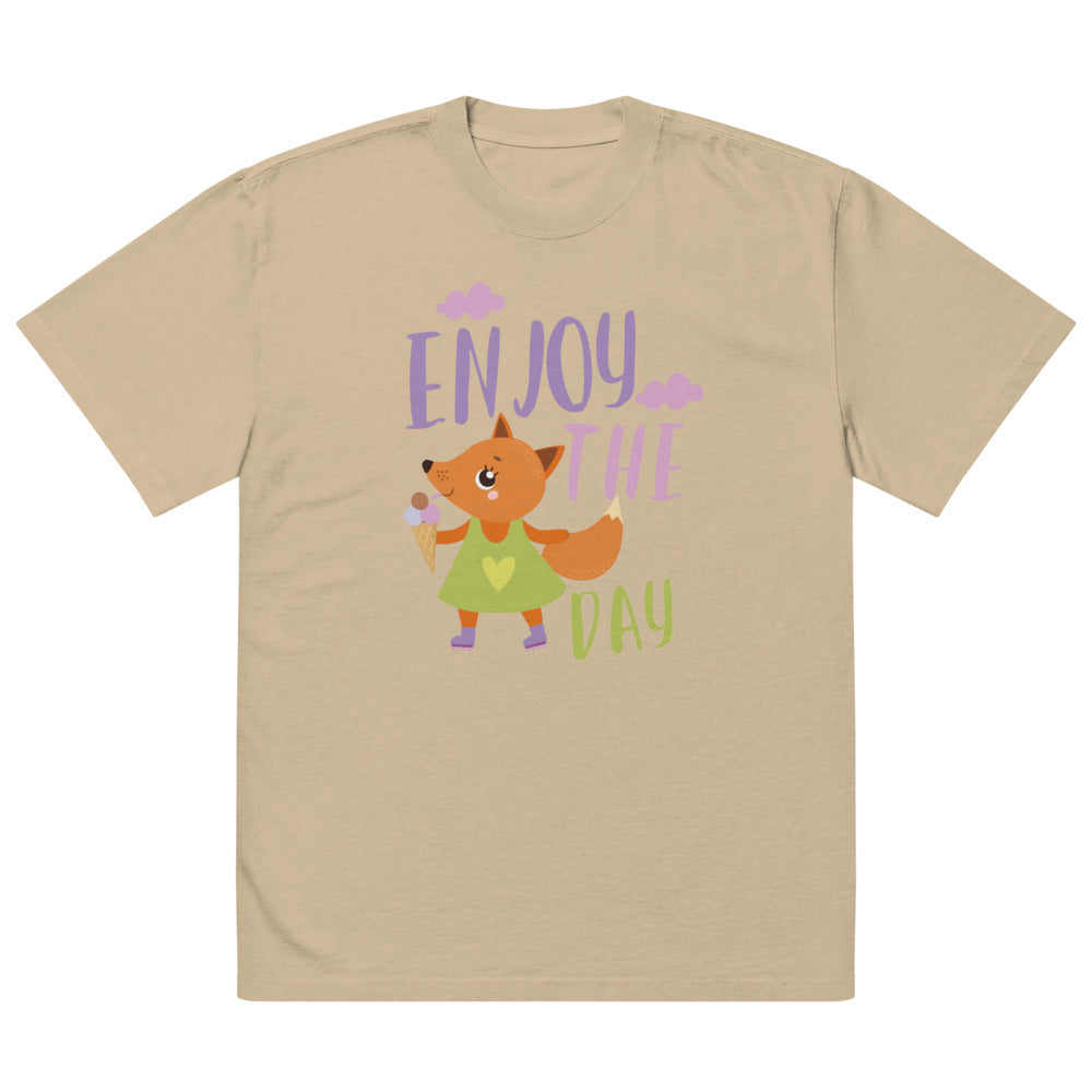 Orange fox - Ẹnoy the day | Men's Oversized Faded T-Shirt | AS Colour 5082