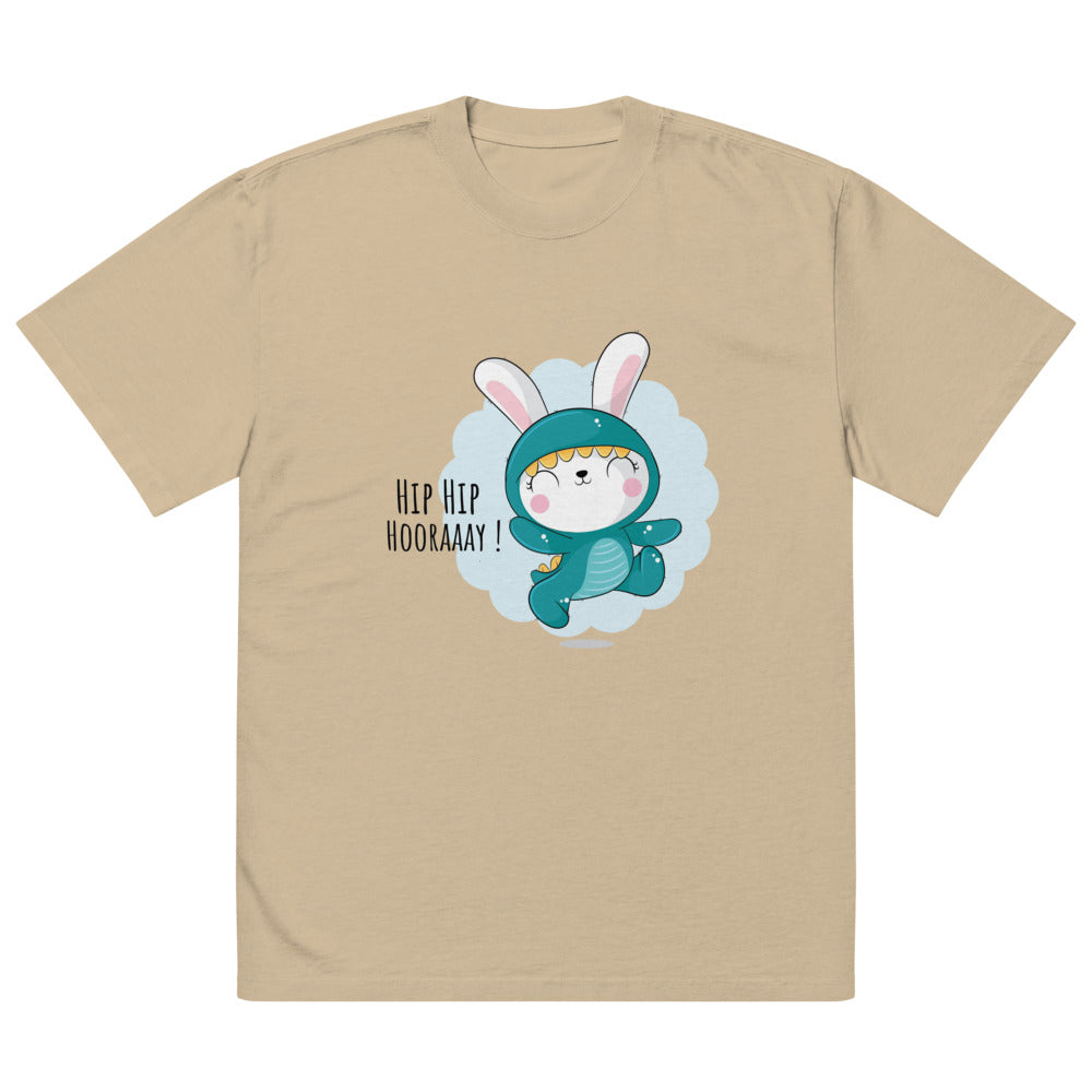 Green rabbit - HIP HIP HOORAAAY | Men's Oversized Faded T-Shirt | AS Colour 5082