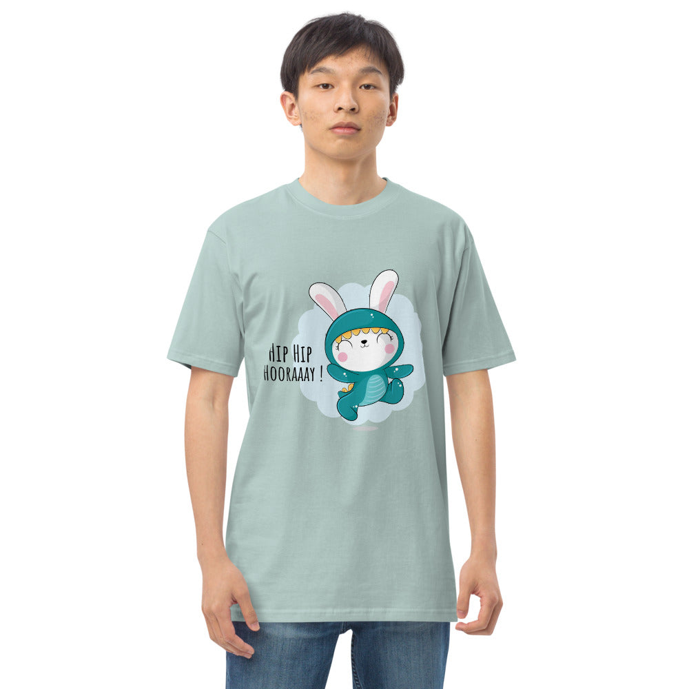 Green rabbit - HIP HIP HOORAAAY | Men's Premium Heavyweight Tee | Cotton Heritage MC1086