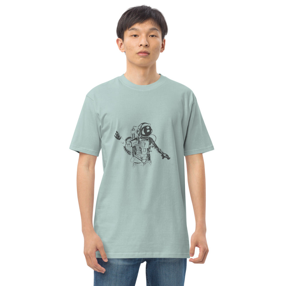 Black & white space travel man | Men's Premium Heavyweight Tee | Cotton Heritage MC1086
