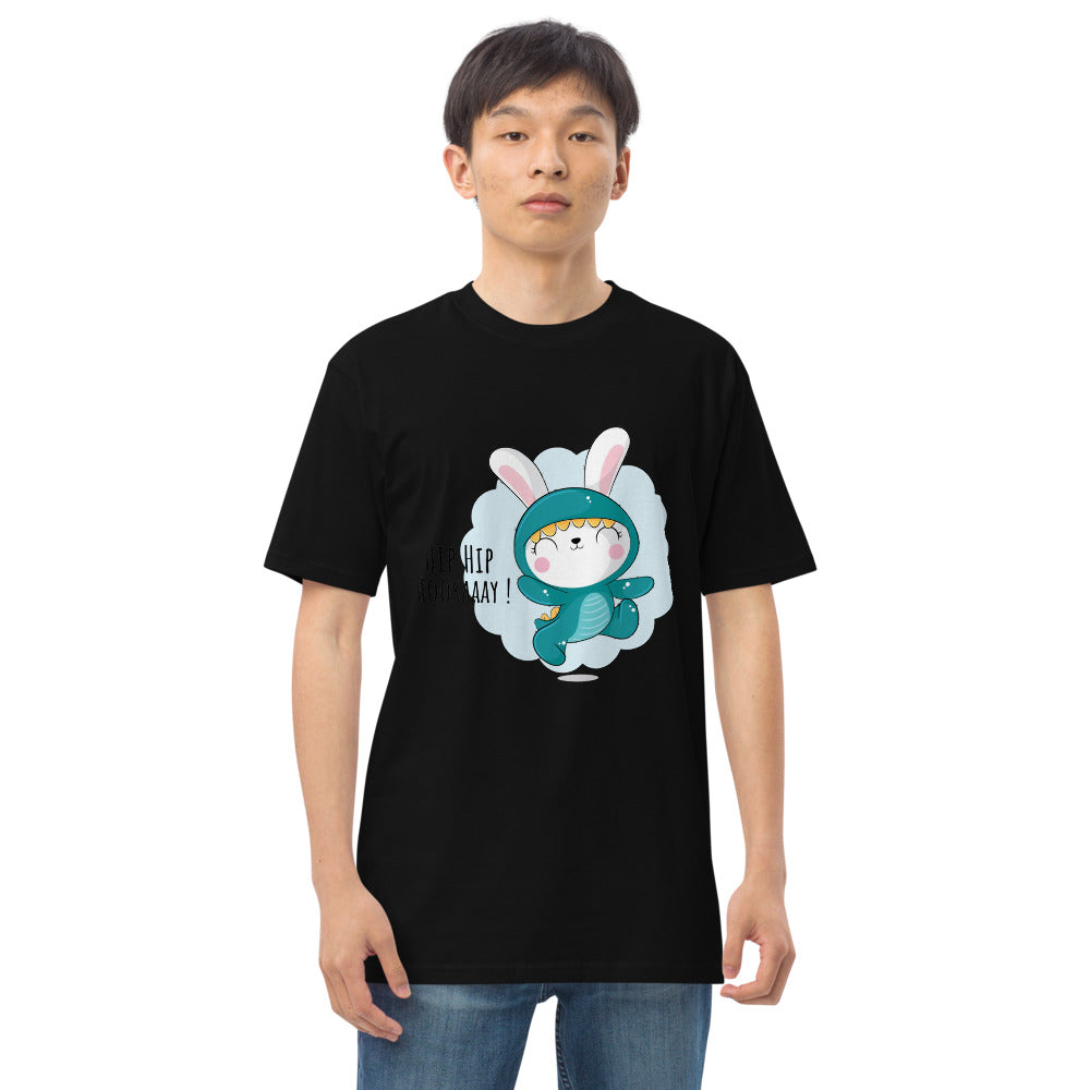 Green rabbit - HIP HIP HOORAAAY | Men's Premium Heavyweight Tee | Cotton Heritage MC1086