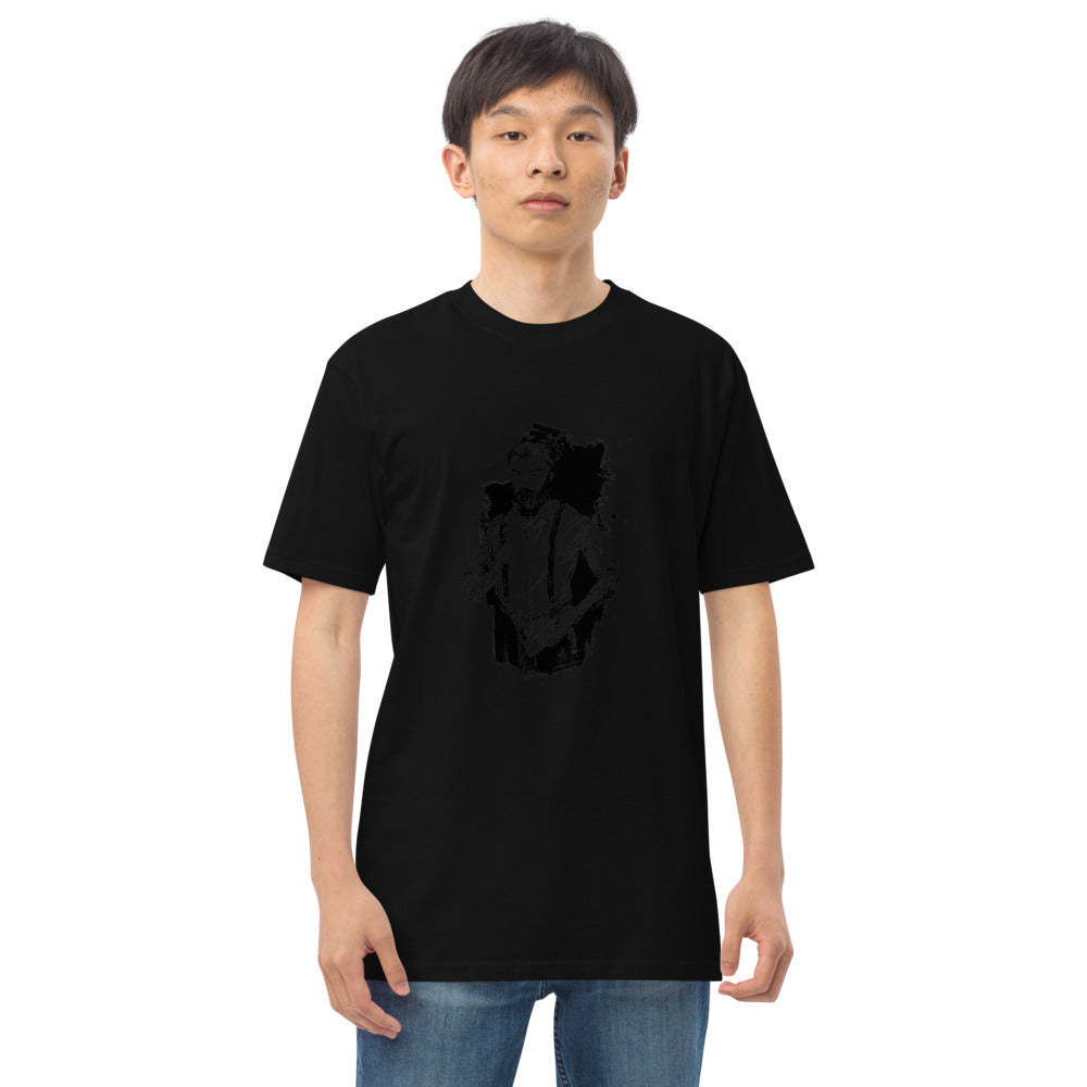 Black & White bearded man suit | Men's Premium Heavyweight Tee | Cotton Heritage MC1086