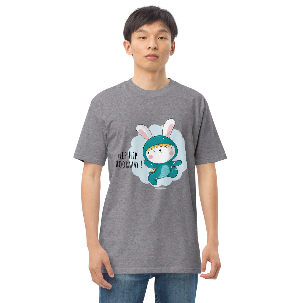 Green rabbit - HIP HIP HOORAAAY | Men's Premium Heavyweight Tee | Cotton Heritage MC1086
