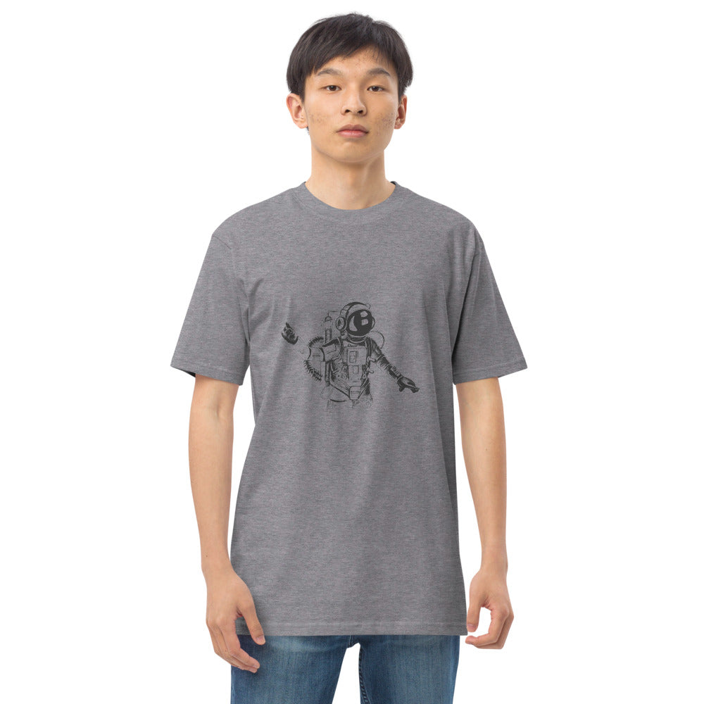 Black & white space travel man | Men's Premium Heavyweight Tee | Cotton Heritage MC1086