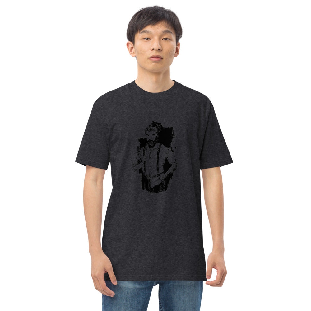 Black & White bearded man suit | Men's Premium Heavyweight Tee | Cotton Heritage MC1086