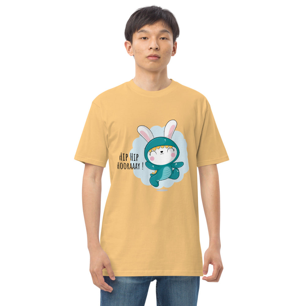 Green rabbit - HIP HIP HOORAAAY | Men's Premium Heavyweight Tee | Cotton Heritage MC1086