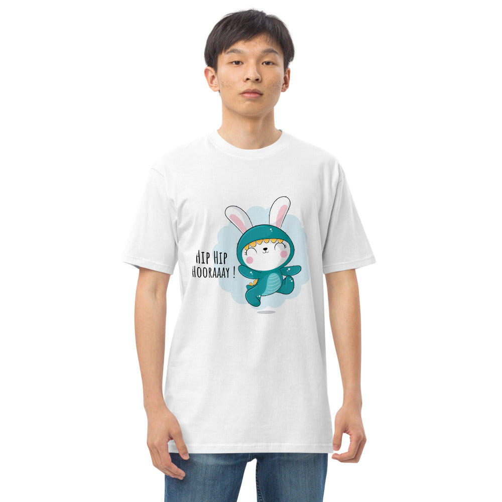 Green rabbit - HIP HIP HOORAAAY | Men's Premium Heavyweight Tee | Cotton Heritage MC1086