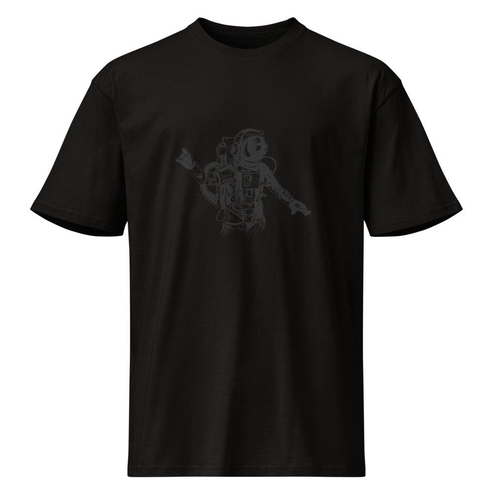 Black & white space travel man | Men's Premium Short Sleeve Tee | Cotton Heritage MC1082