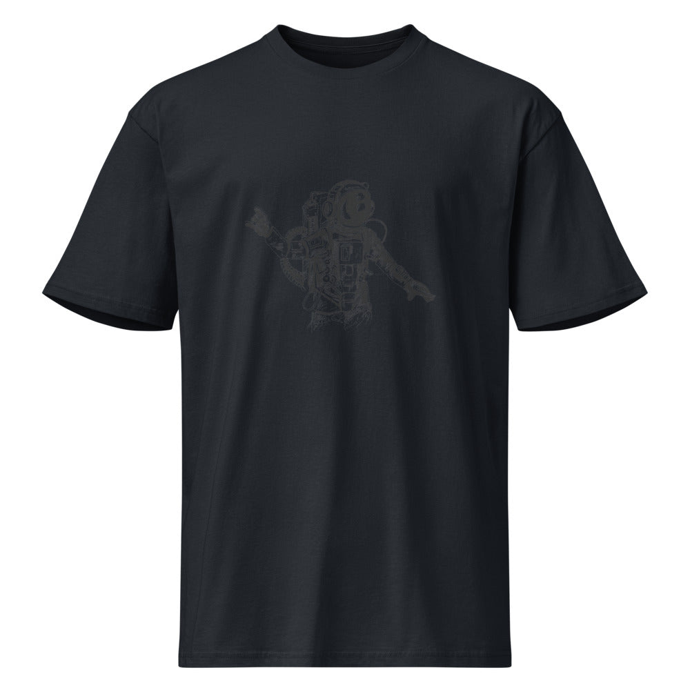Black & white space travel man | Men's Premium Short Sleeve Tee | Cotton Heritage MC1082