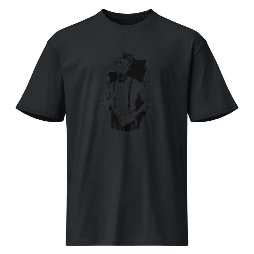 Black & White bearded man suit | Men's Premium Short Sleeve Tee | Cotton Heritage MC1082