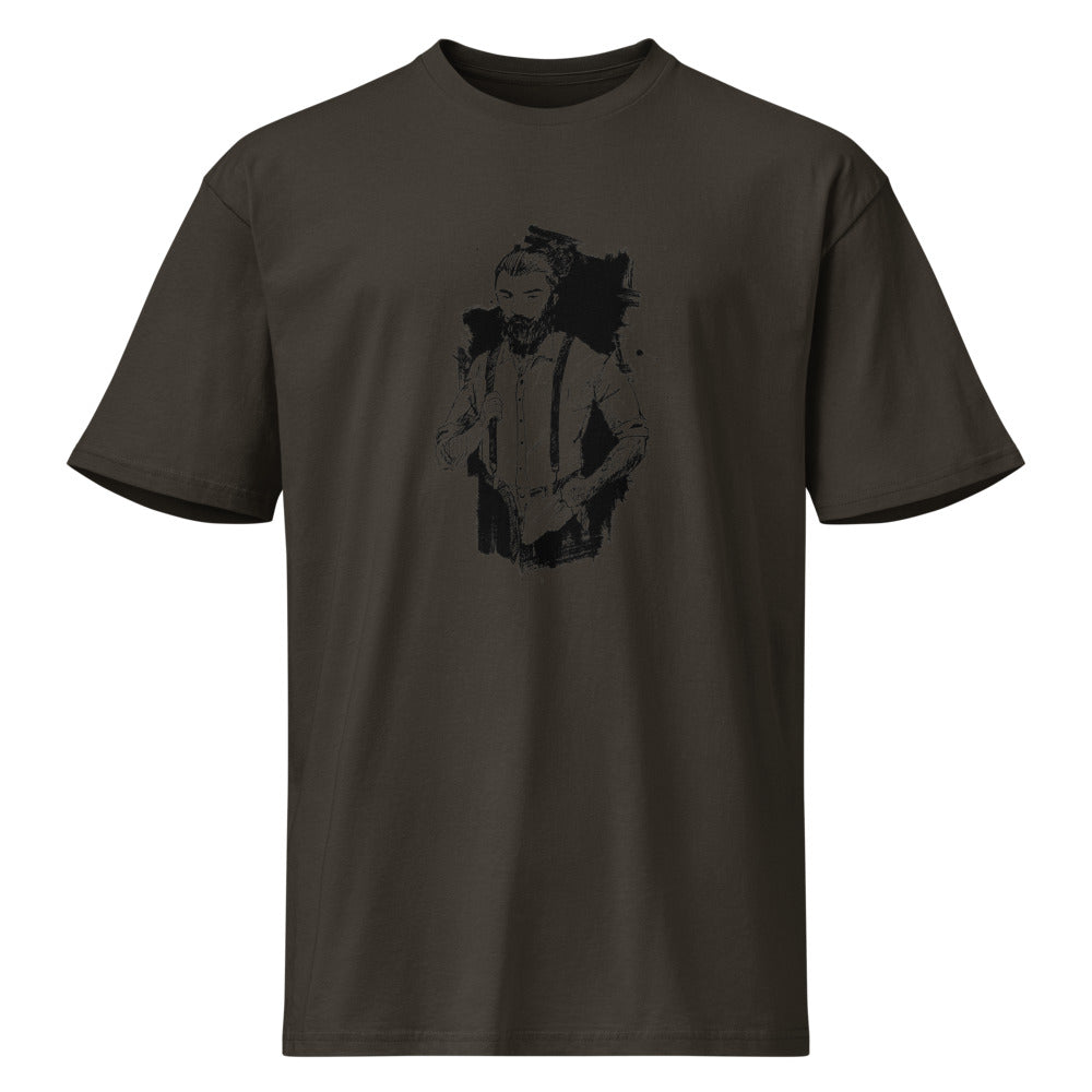 Black & White bearded man suit | Men's Premium Short Sleeve Tee | Cotton Heritage MC1082