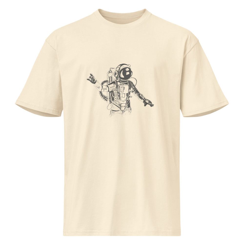 Black & white space travel man | Men's Premium Short Sleeve Tee | Cotton Heritage MC1082