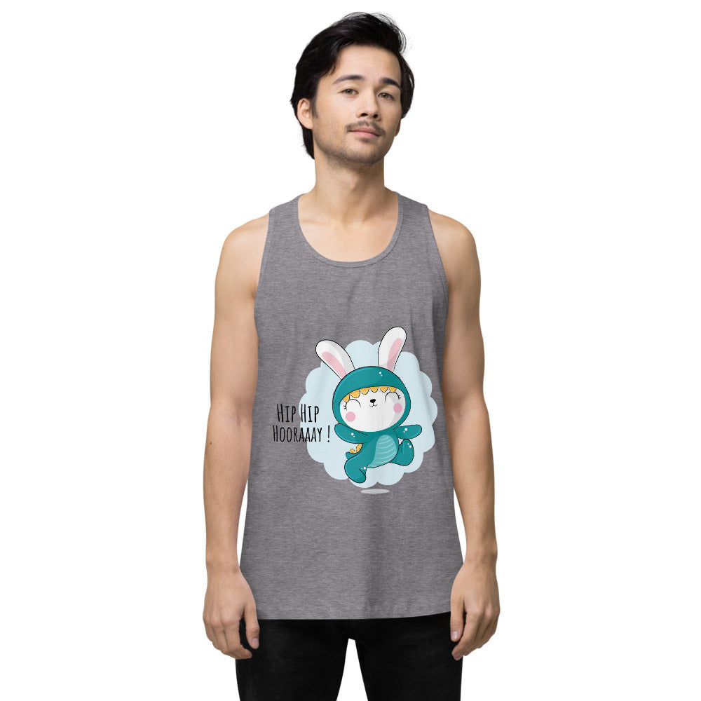Green rabbit - HIP HIP HOORAAAY | Men's Premium Tank Top | Cotton Heritage MC1790