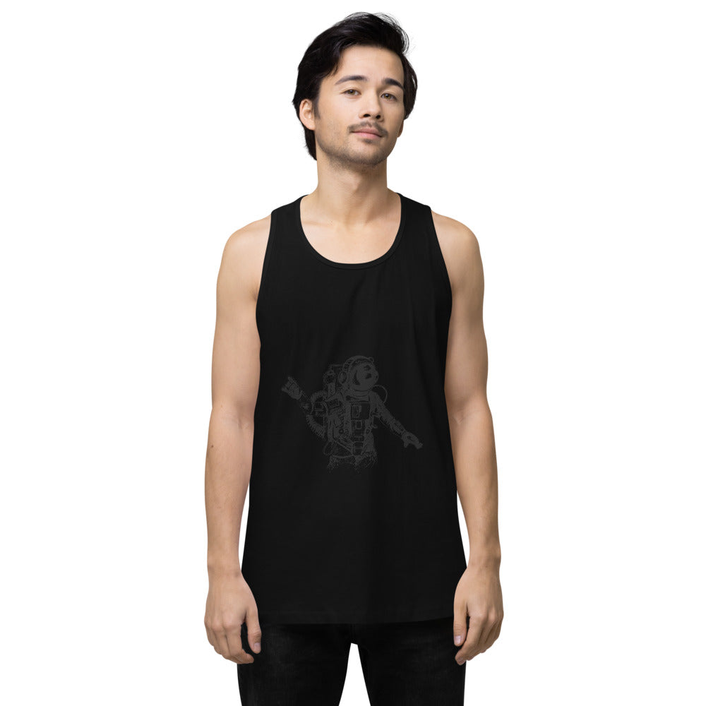 Black & white space travel man | Men's Premium Tank Top | Cotton Heritage MC1790