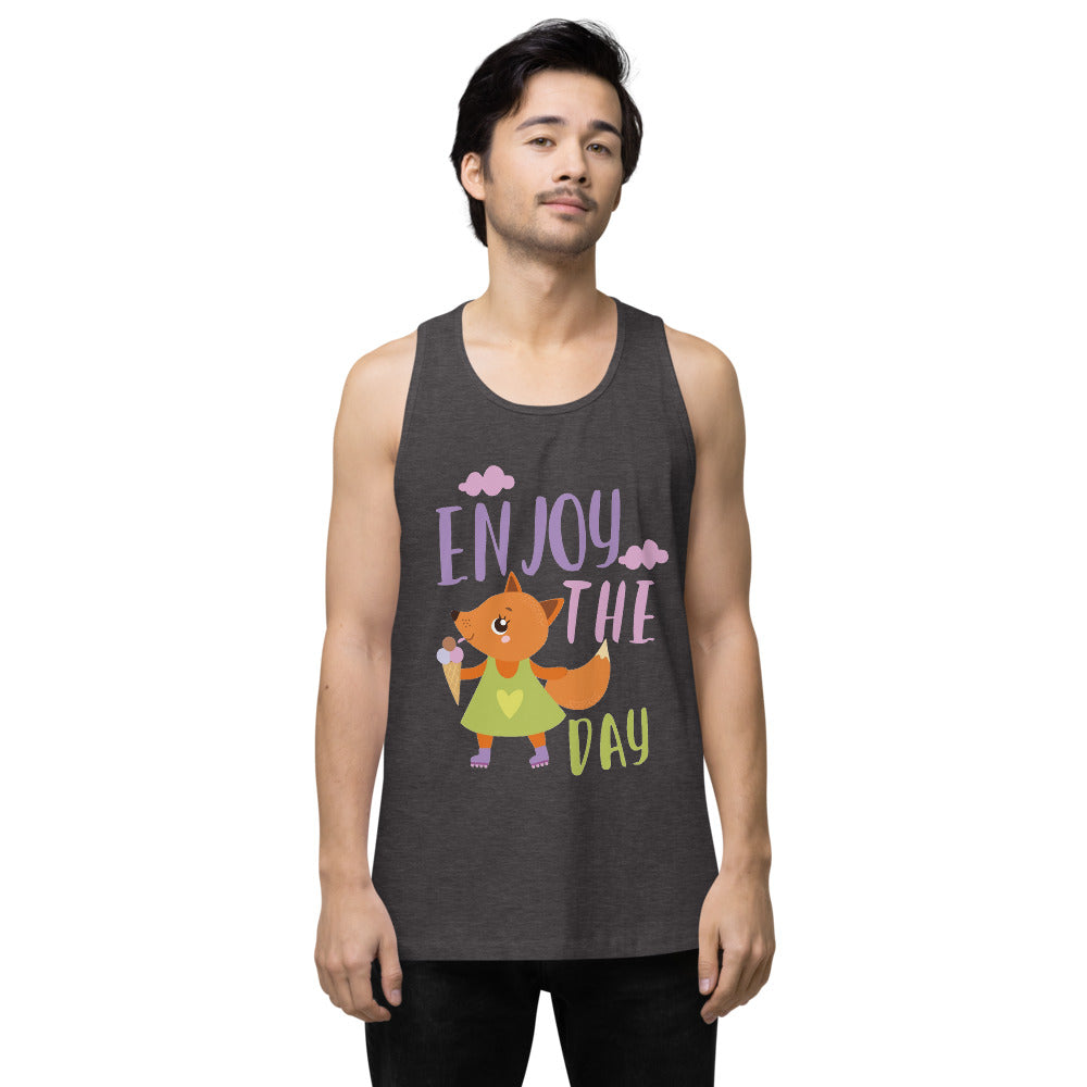 Orange fox - Ẹnoy the day | Men's Premium Tank Top | Cotton Heritage MC1790