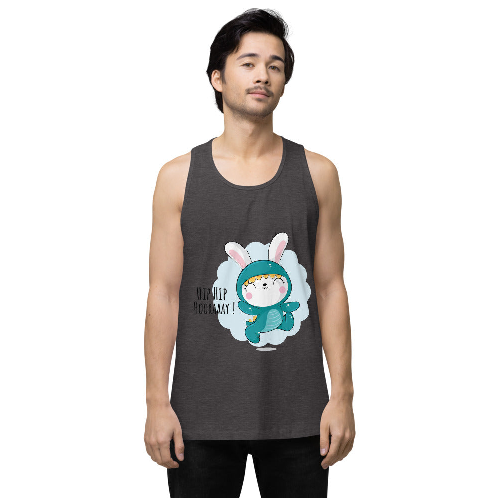 Green rabbit - HIP HIP HOORAAAY | Men's Premium Tank Top | Cotton Heritage MC1790