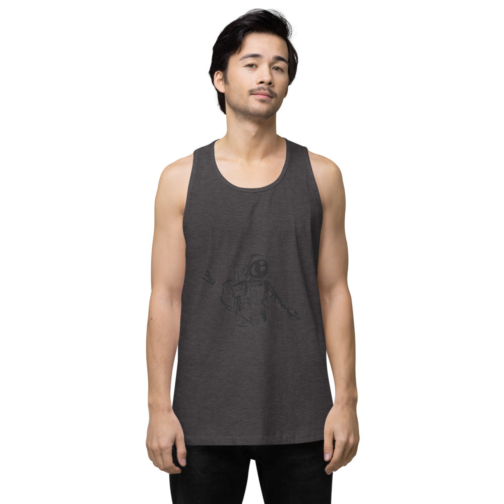 Black & white space travel man | Men's Premium Tank Top | Cotton Heritage MC1790
