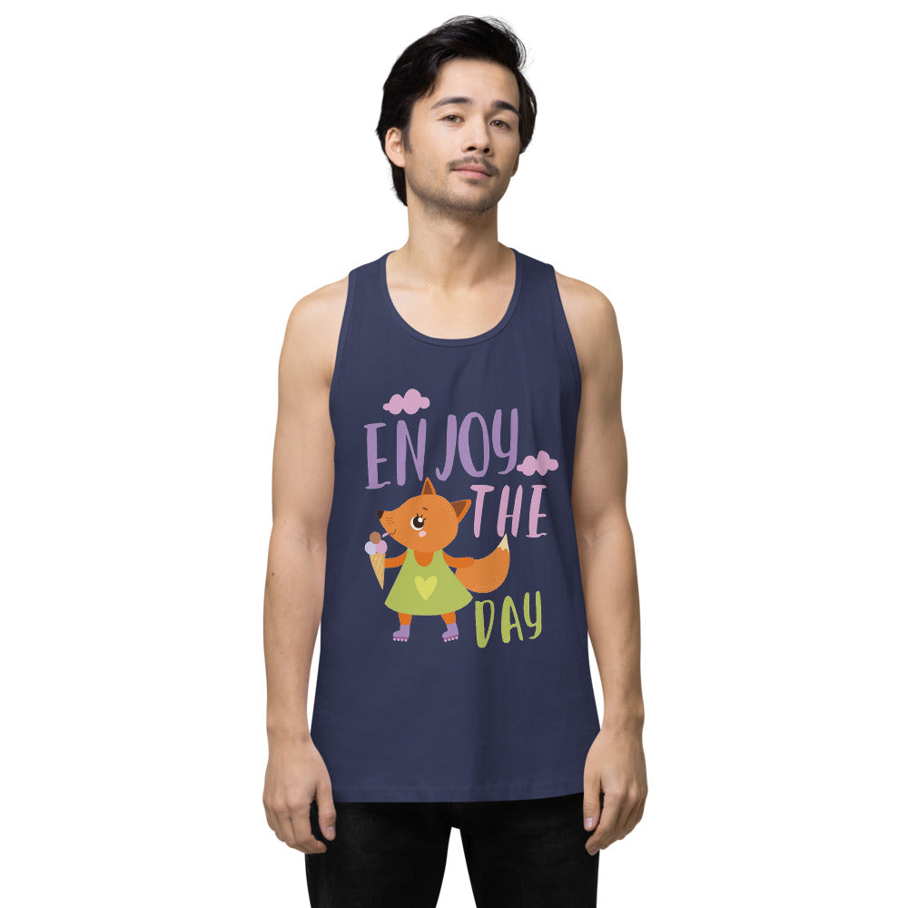 Orange fox - Ẹnoy the day | Men's Premium Tank Top | Cotton Heritage MC1790