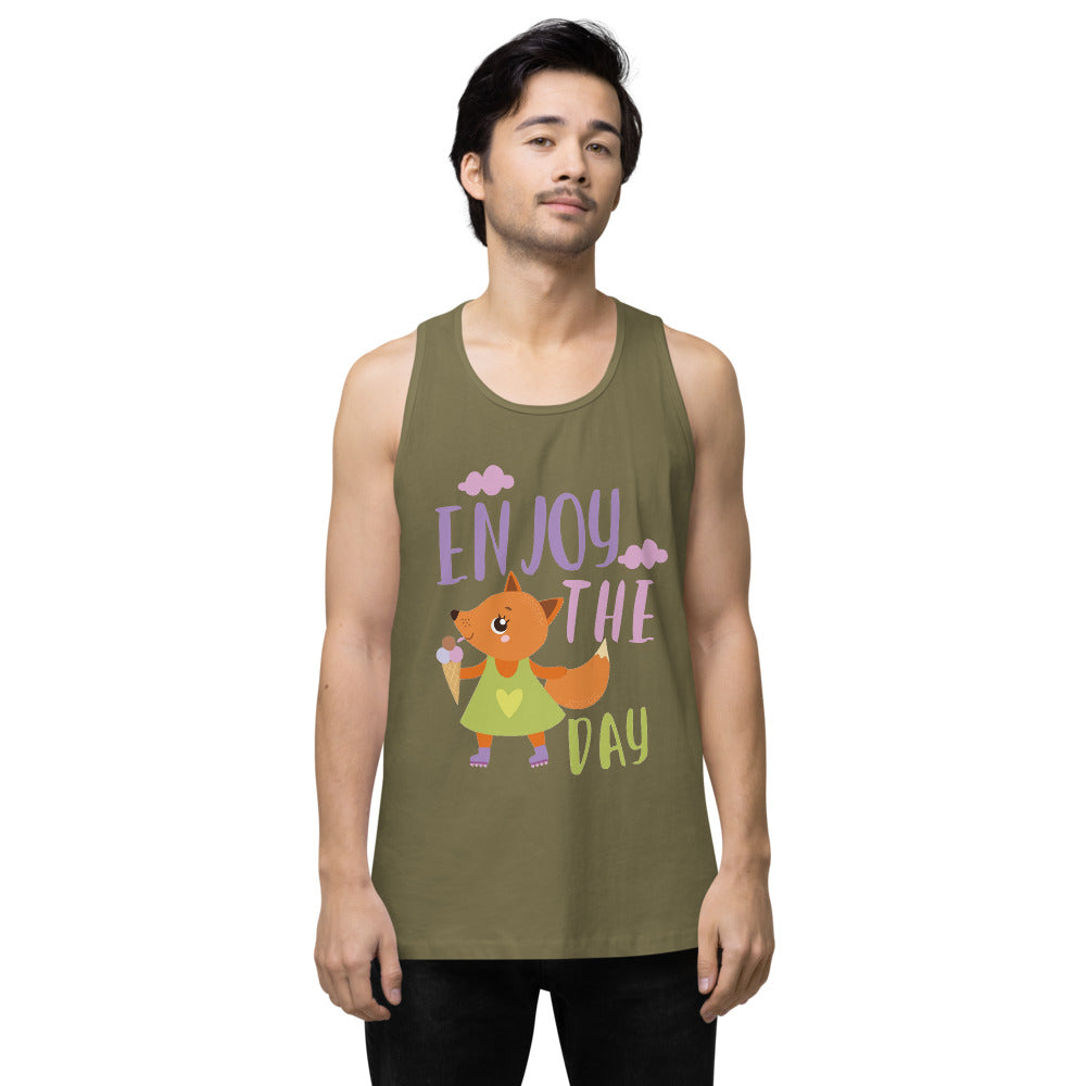 Orange fox - Ẹnoy the day | Men's Premium Tank Top | Cotton Heritage MC1790