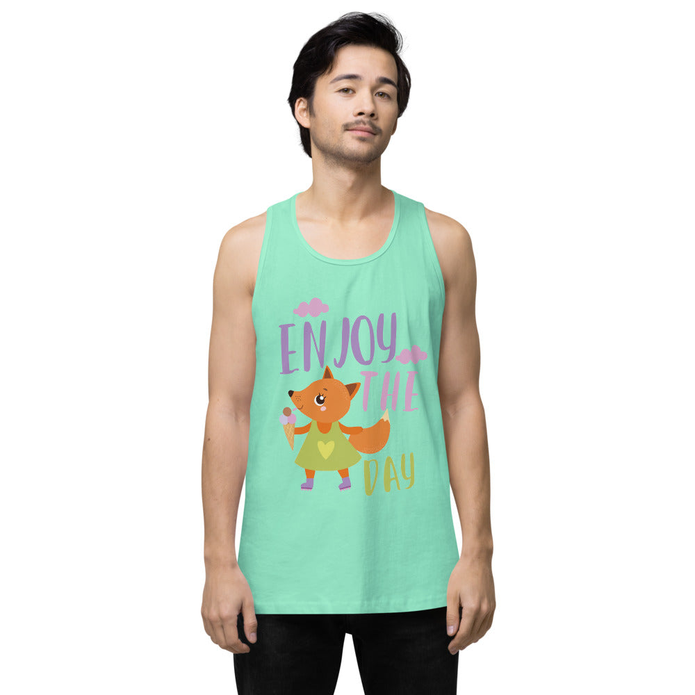 Orange fox - Ẹnoy the day | Men's Premium Tank Top | Cotton Heritage MC1790