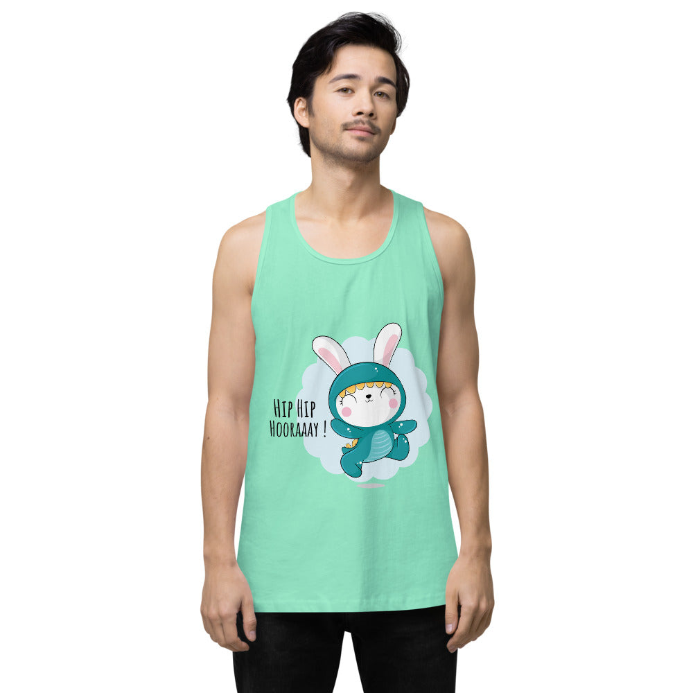 Green rabbit - HIP HIP HOORAAAY | Men's Premium Tank Top | Cotton Heritage MC1790