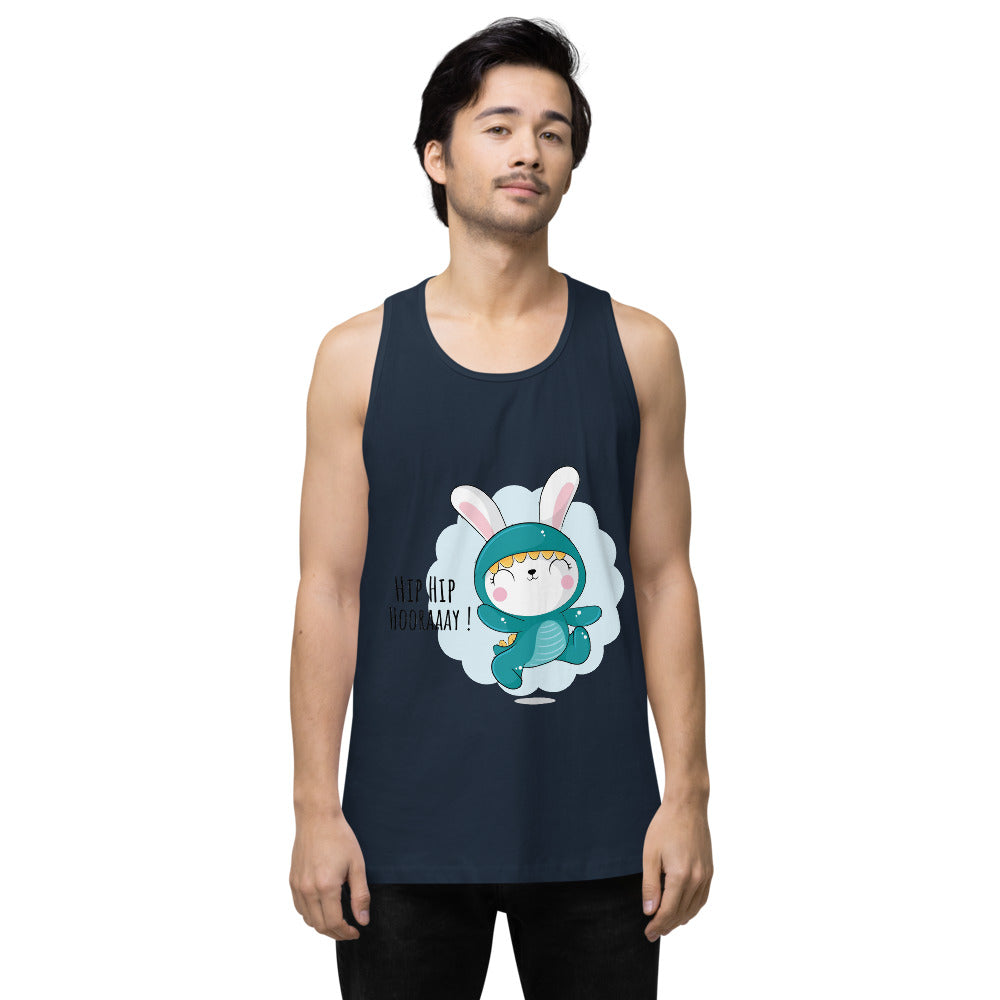 Green rabbit - HIP HIP HOORAAAY | Men's Premium Tank Top | Cotton Heritage MC1790