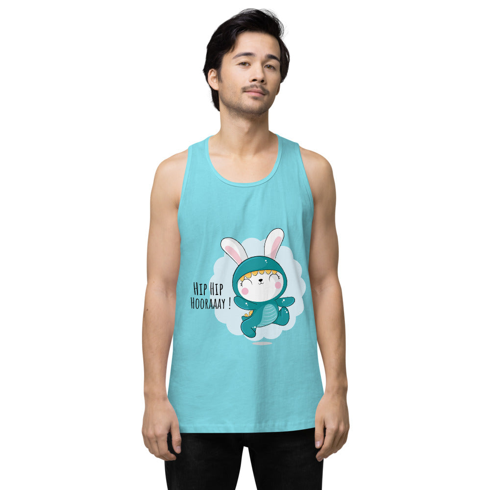 Green rabbit - HIP HIP HOORAAAY | Men's Premium Tank Top | Cotton Heritage MC1790