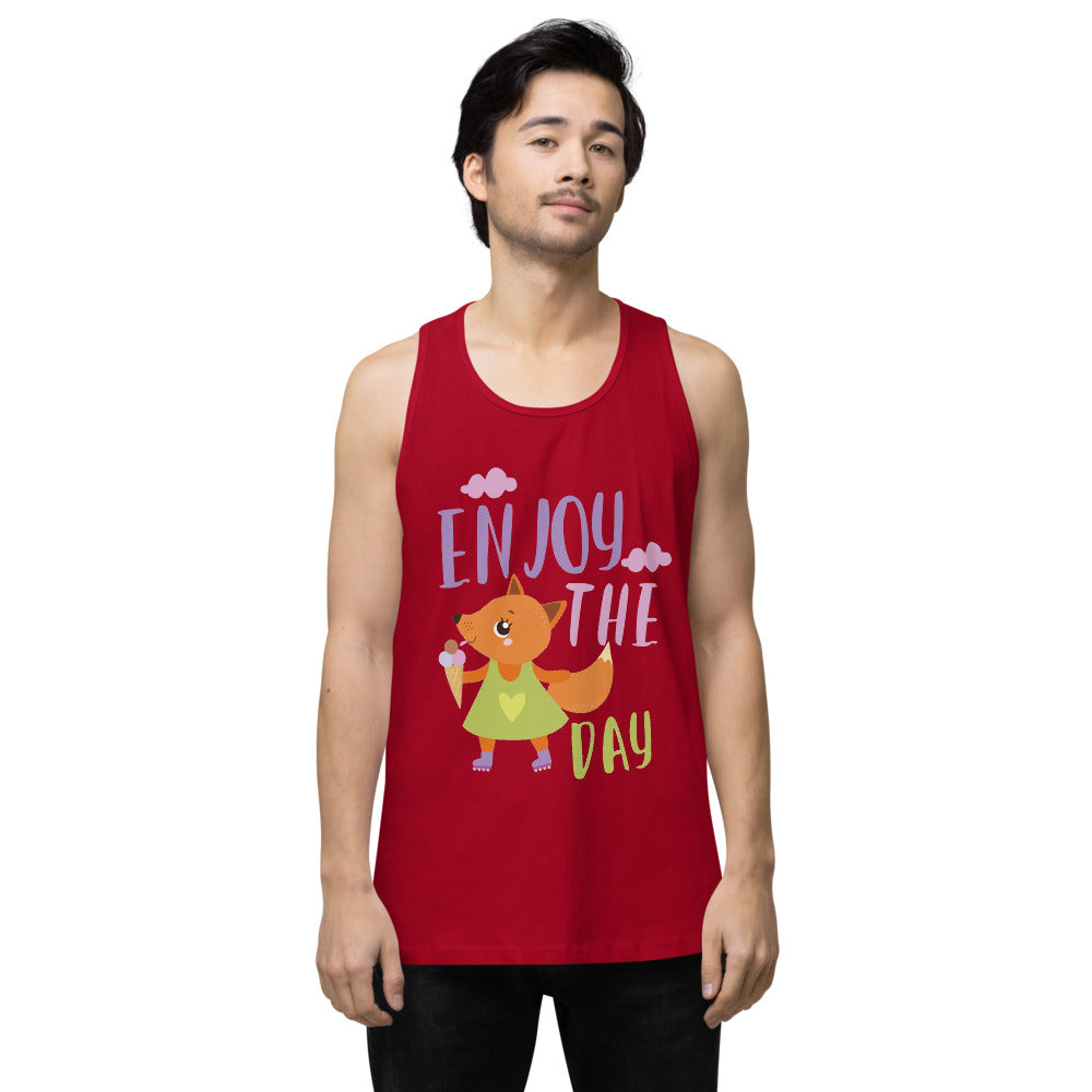 Orange fox - Ẹnoy the day | Men's Premium Tank Top | Cotton Heritage MC1790